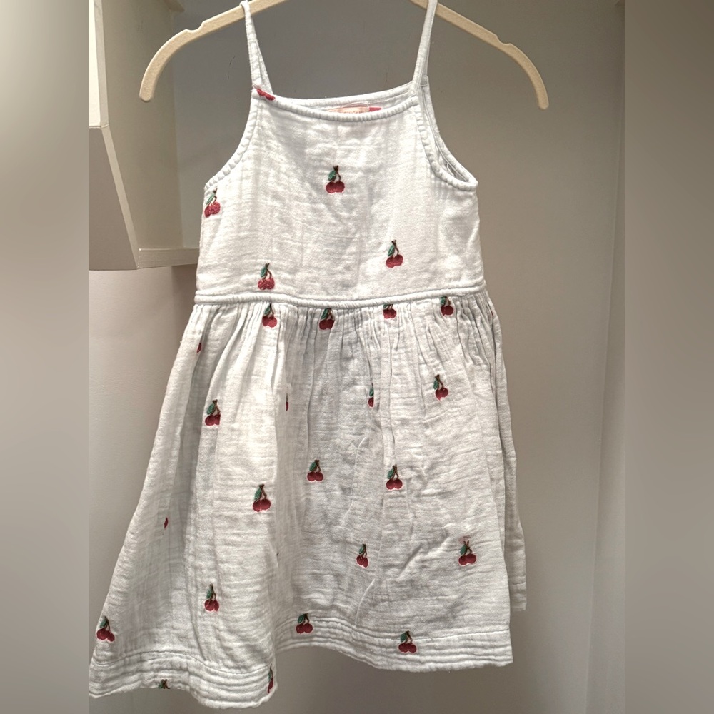 Pink Chicken Tia Blue with Cherry Embroidery Dress size 7. Excellent condition.